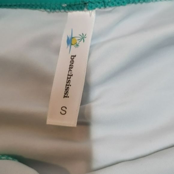 Beachsissi Bikini Cross Front Thong Bottom Yellow Green Women's Small S NWT - Picture 16 of 16